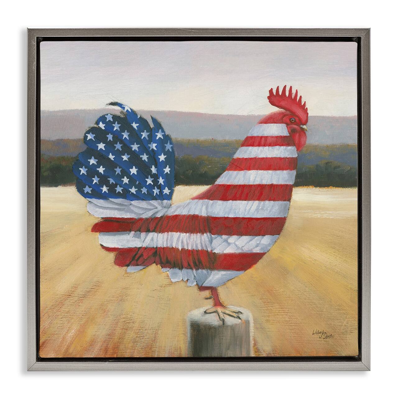 Stupell Industries American Flag Rooster Floater Framed Art